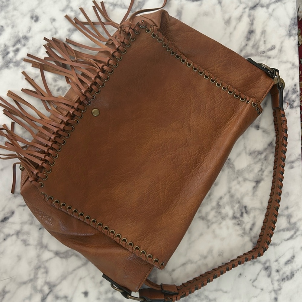 Leather fringe purse